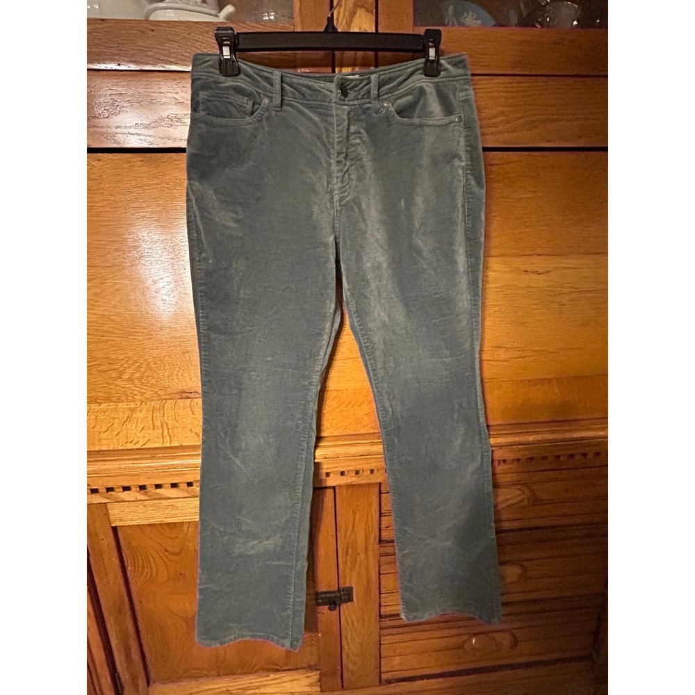 Ann Mashburn Classic Preppy Chic Velvet Corduroy Bootcut Pants Slate Blue Gray